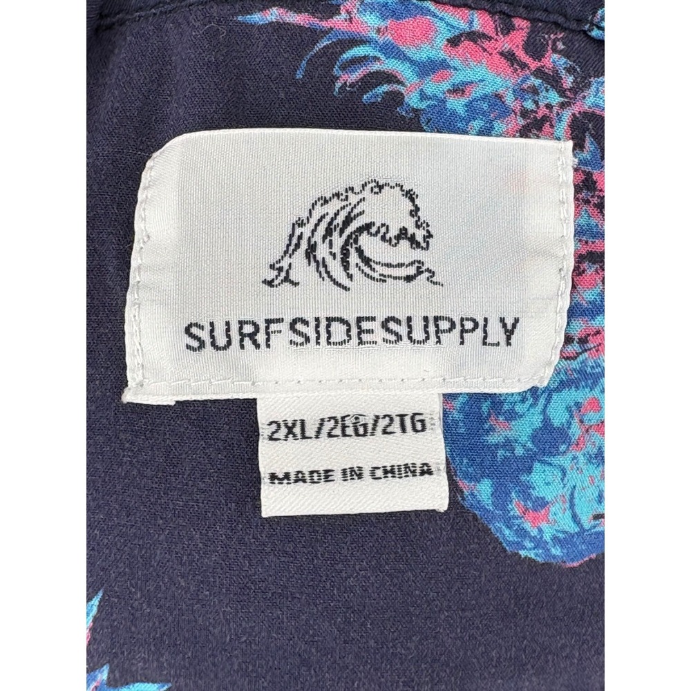 Surfside Supply Button Down Shirt Navy Pineapple 100% Rayon 2XL - Picture 5 of 7